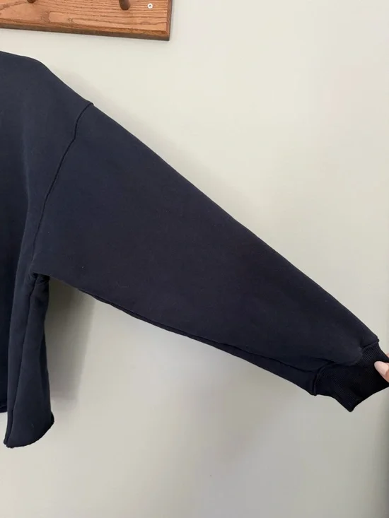 Anine Bing "Jaci" Washed Navy Black Paris Lettering Cotton Sweatshirt *Altered* - Picture 6 of 17